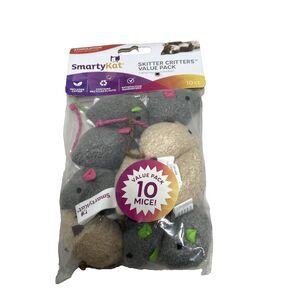 Smartykat Organic Catnip treated Skitter Critters Value Pack Mice Cat toy 10Mice